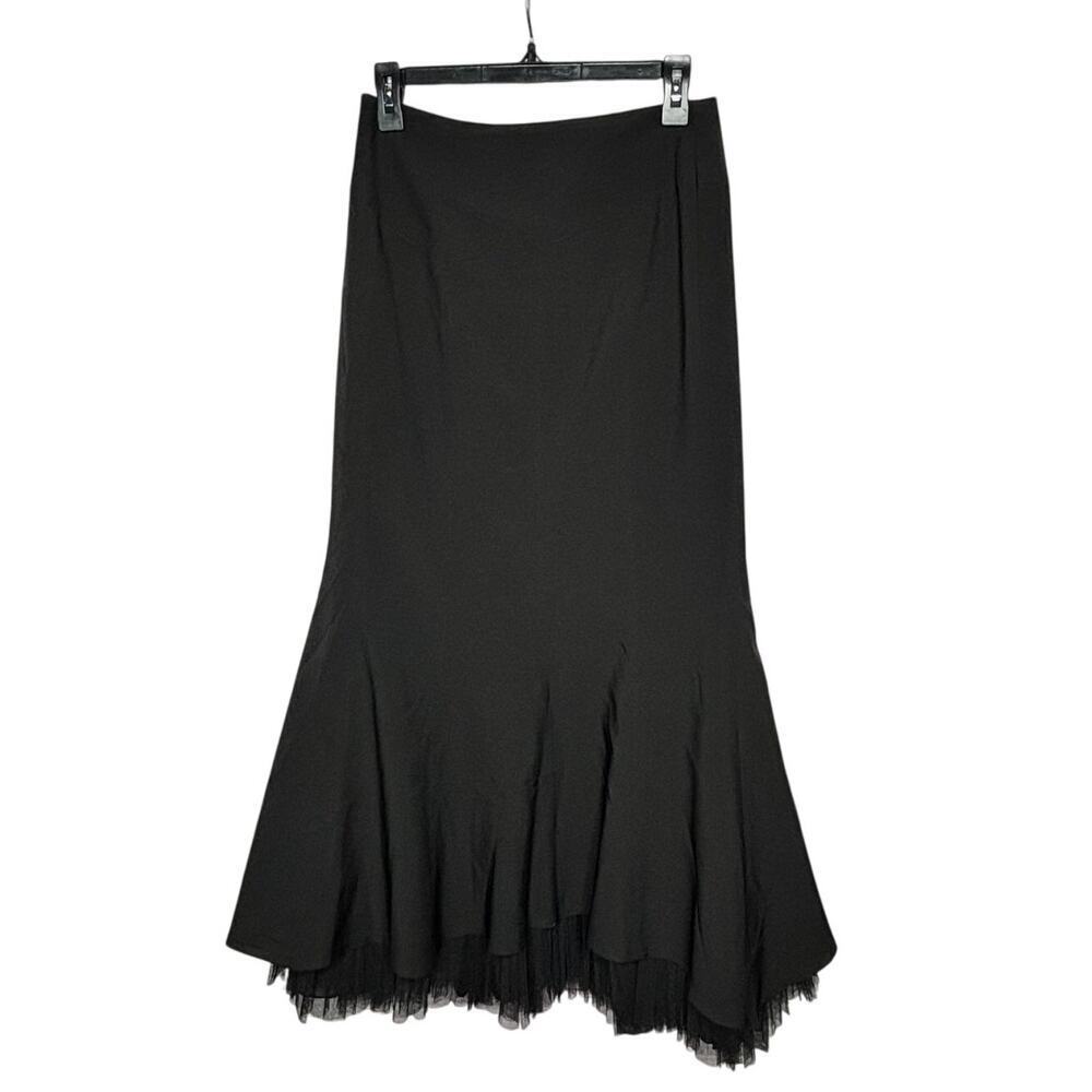 Vintage Suzanne Black Witchy Flare 80s Corset Goth Grunge Full Skirt Size Small
